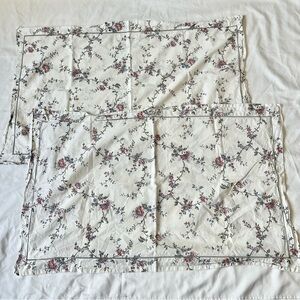 (2) IKEA Stenort Pillow Shams Button Close White Floral Flowers King Cottagecore
